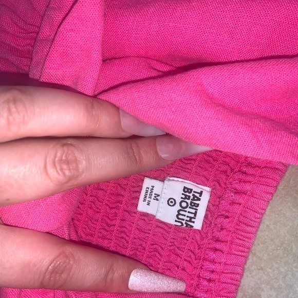 Tie-Front Midi pink & red linen Dress - Tabitha Brown boho spring bow maxi - Picture 7 of 9